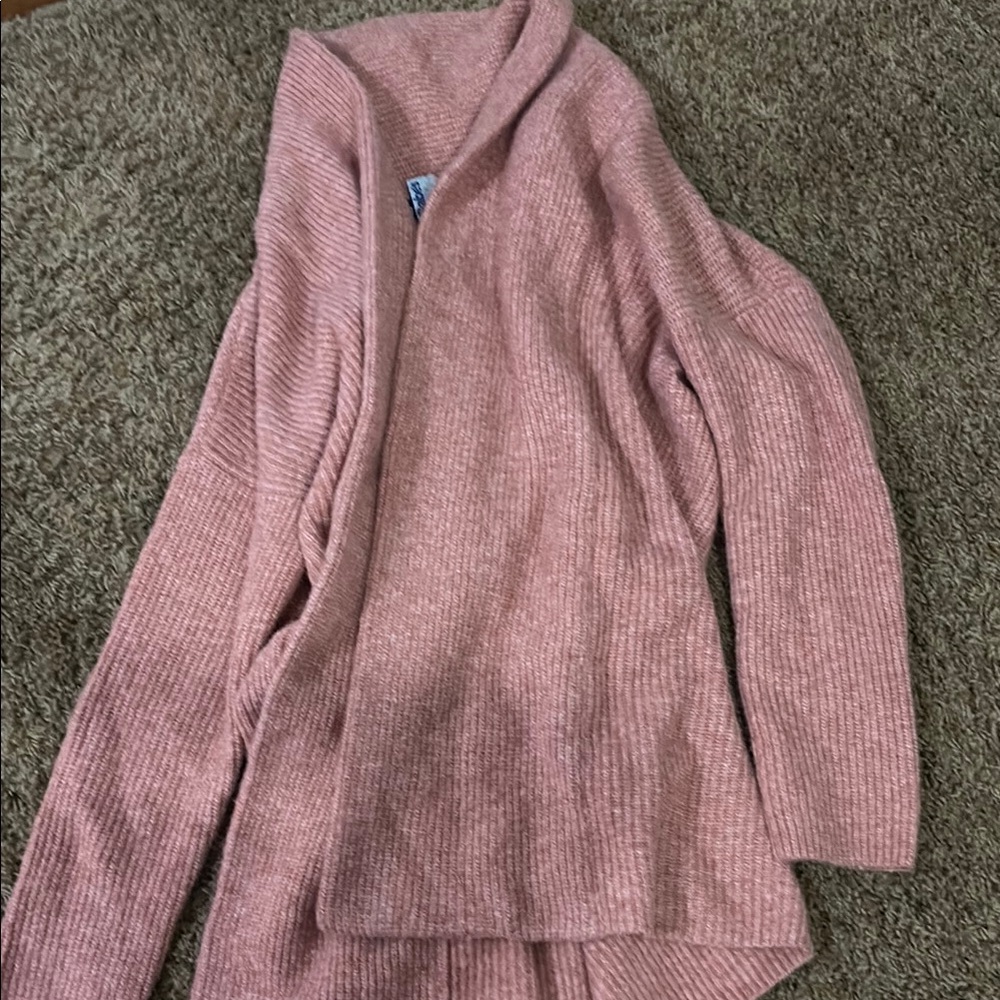 Express Women's Pink Ribbed Cardigan